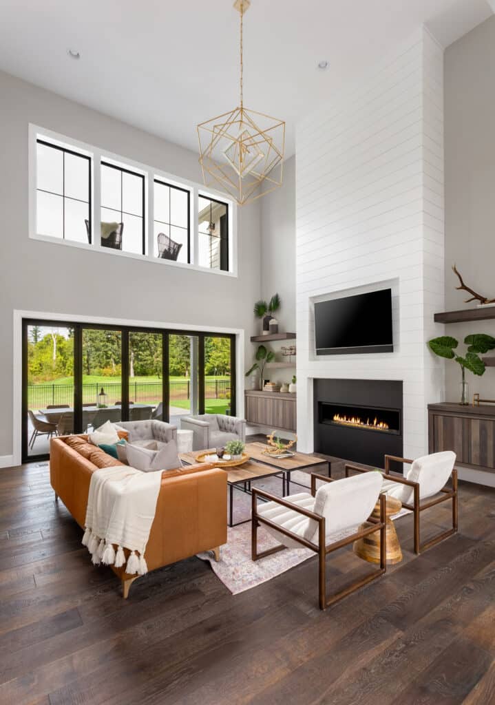 living room in newly constructed luxury home